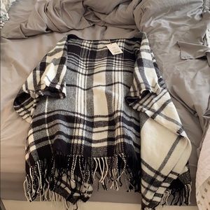Black Plaid Poncho